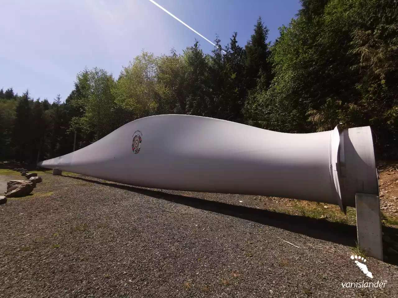 Giant Turbine ‌Blade left on the ground ( Horizontally) near Port Hardy, Vancouver Island